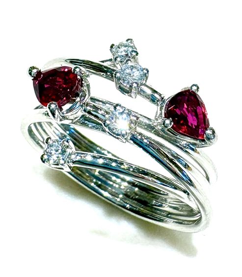 Anneau Sommer Femme Filo prezioso in Or blanc Rubino 0.70 Ct RUB CT 0.70 DIA CT 0.18 F/VS - RUB CT 0.70 DIA CT 0.18 F/VS